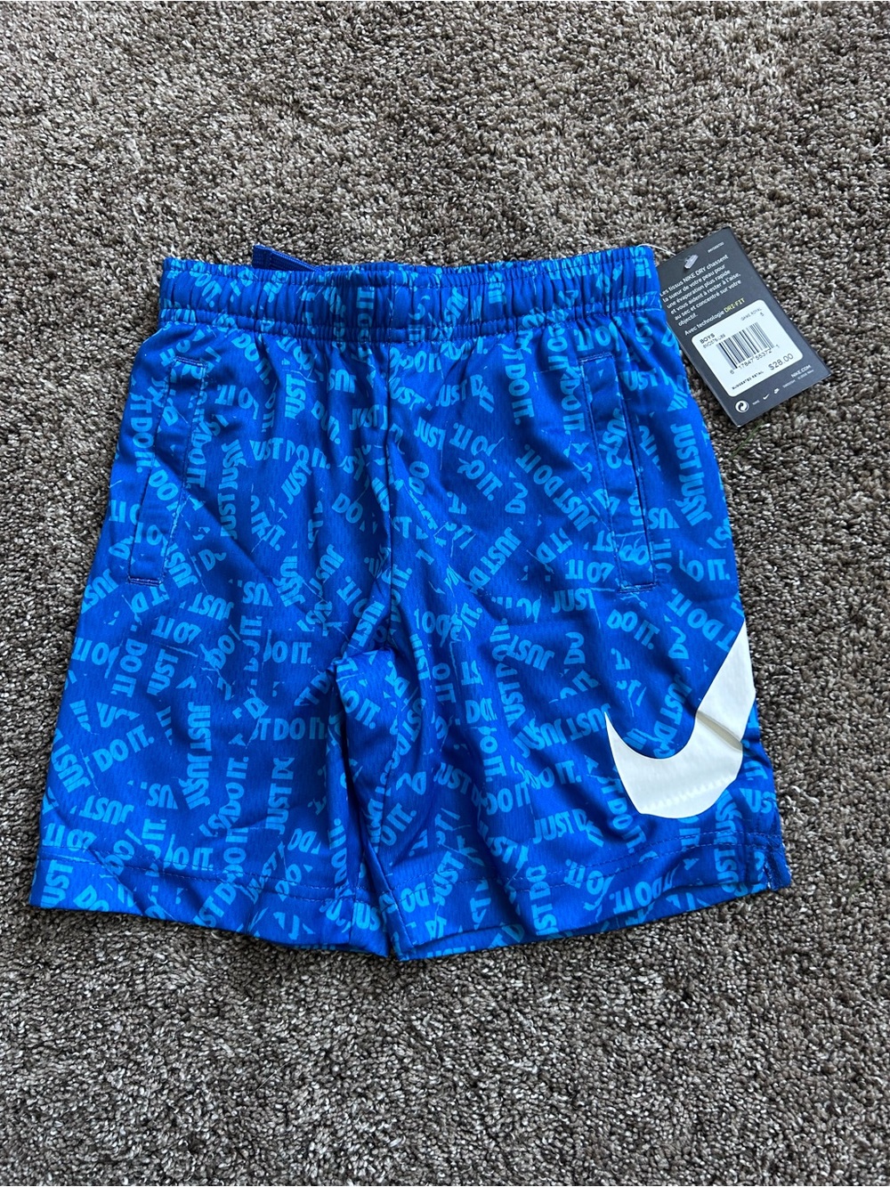 Nike Blue Graphic 'Just Do It' Youth Sports Shorts Size 5